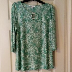 Green and White Women's Blouse
